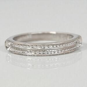 • Vintage ATI Sterling Silver CZ Band Ring Size 8 Wedding Promise Jewelry